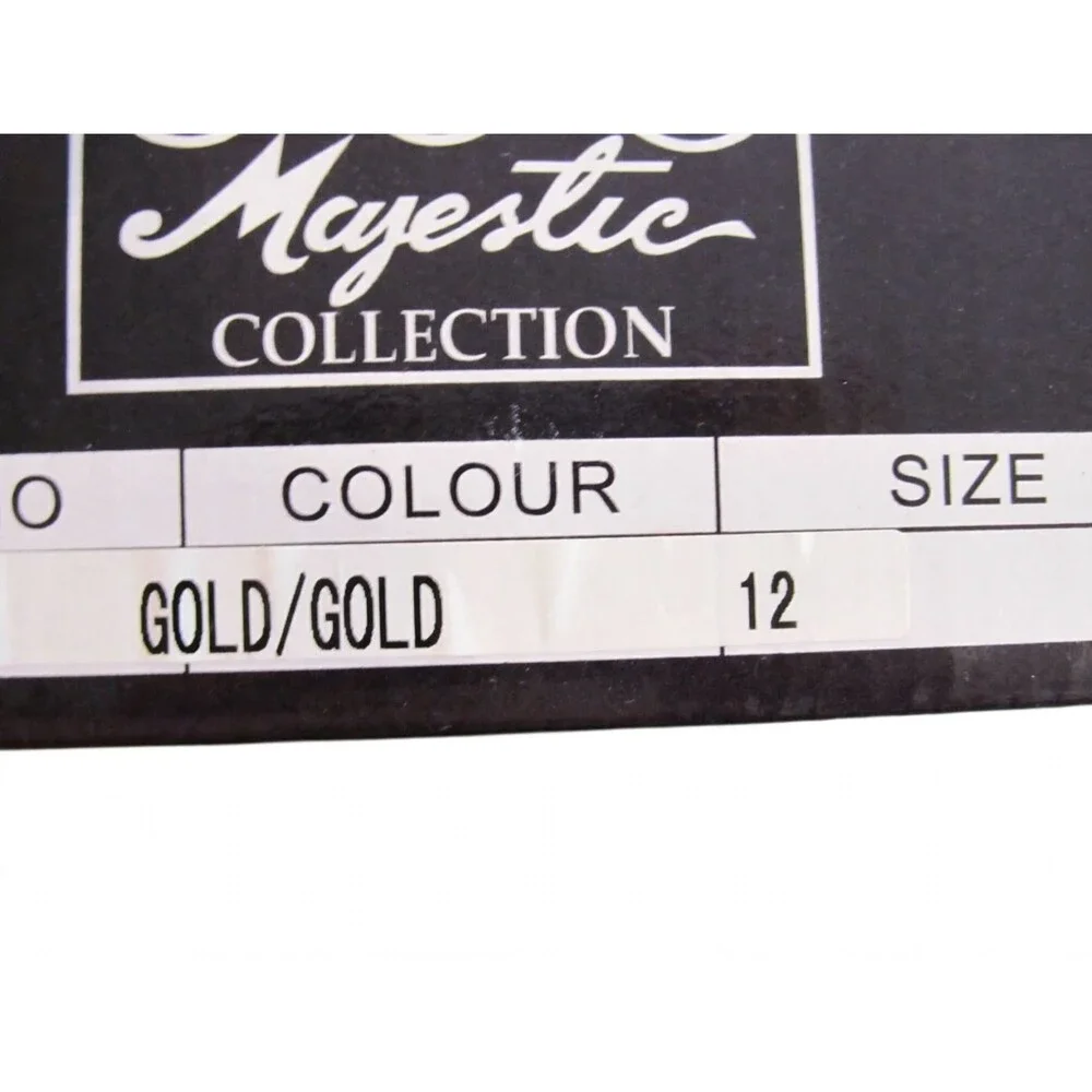 Majestic Mens 12 Gold Black Stingray Wingtip Oxford Dress Shoes NIB 99622
